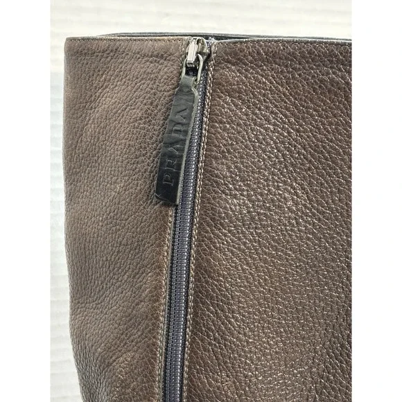 Prada Sport Linea Rossa Brown Leather Knee High Boots Womens 38 Made In Italy - Picture 4 of 14